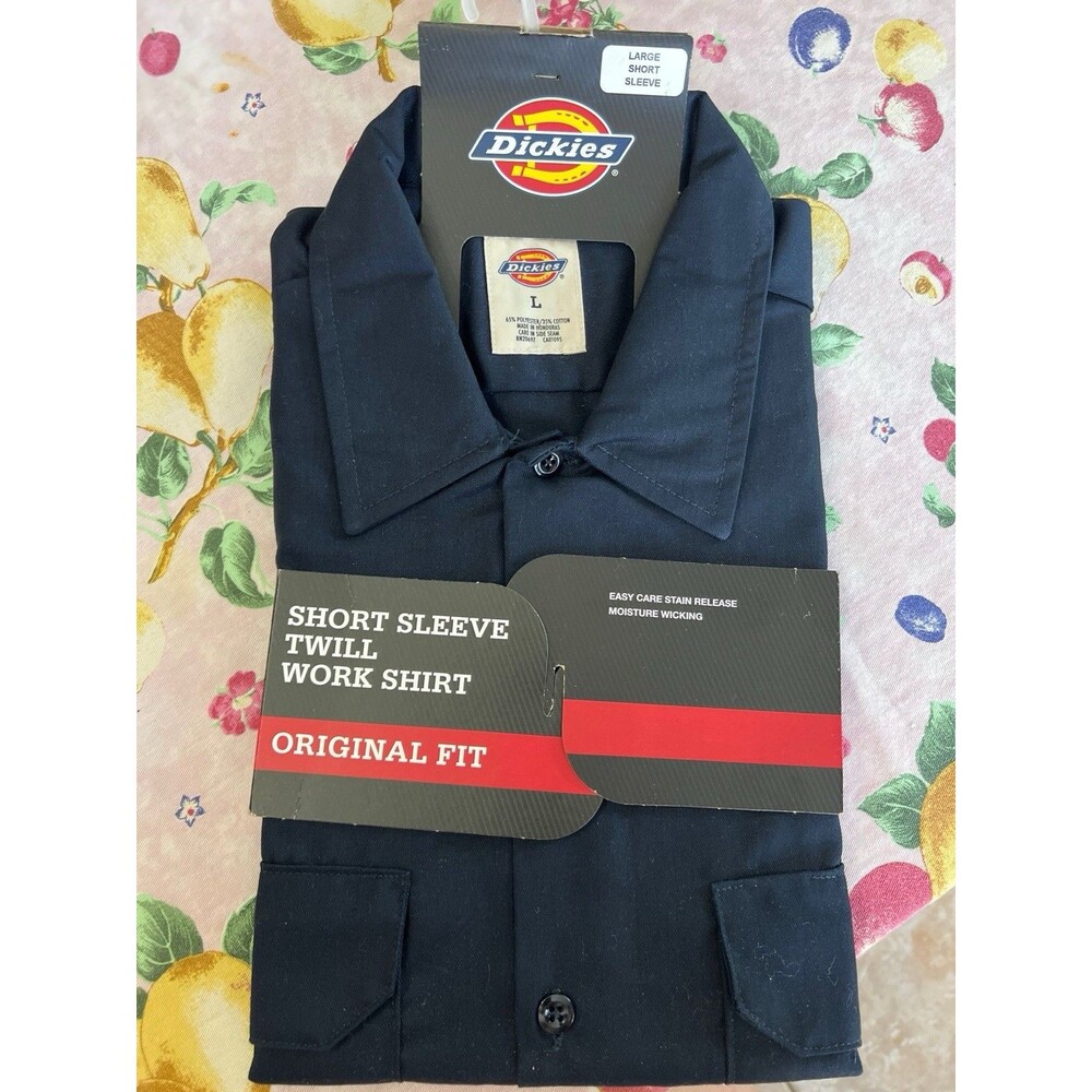 NWT Dickies Men’s Large Short Sleeve Twill Work Shirt Dark Navy Streetwear/work